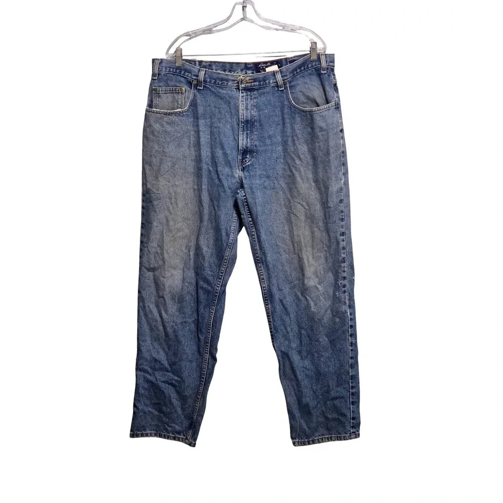 Eddie Bauer Mens Relaxed Fit Straight Leg Jeans Medium Wash Blue Cotton 40x30